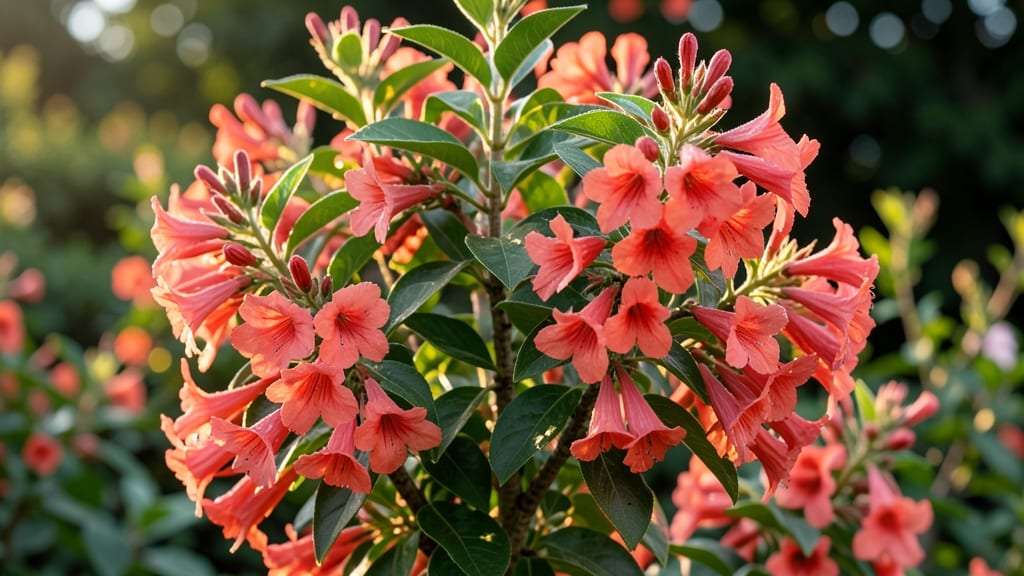 Weigela with Coral Red Flower Clusters