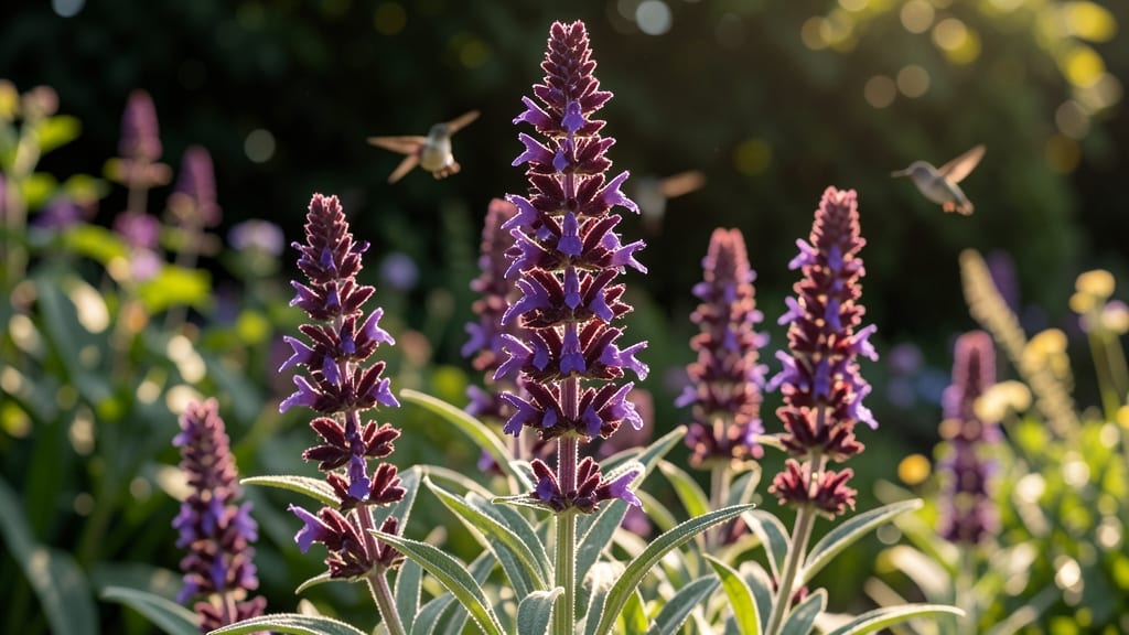 Salvia with Purple and Red Spikes