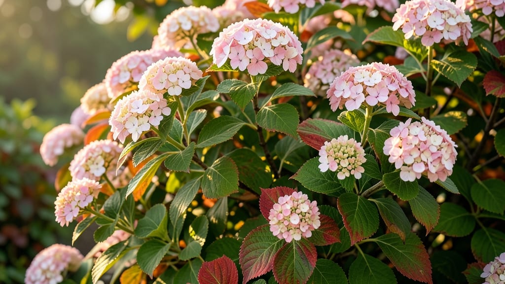 Oakleaf Hydrangea with Pink and White Flowers