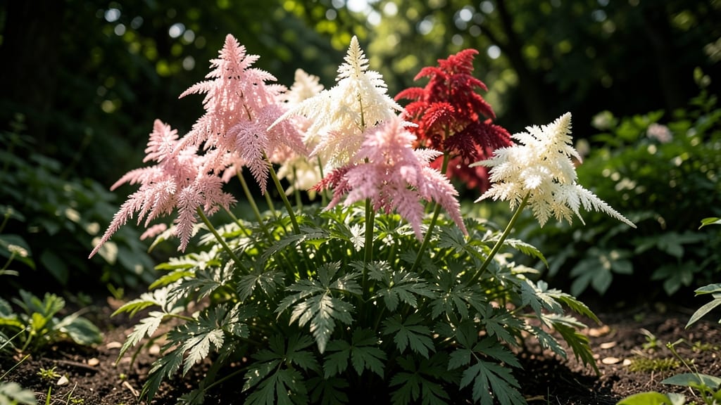 Astilbe Plants with Feathered Flower Plumes