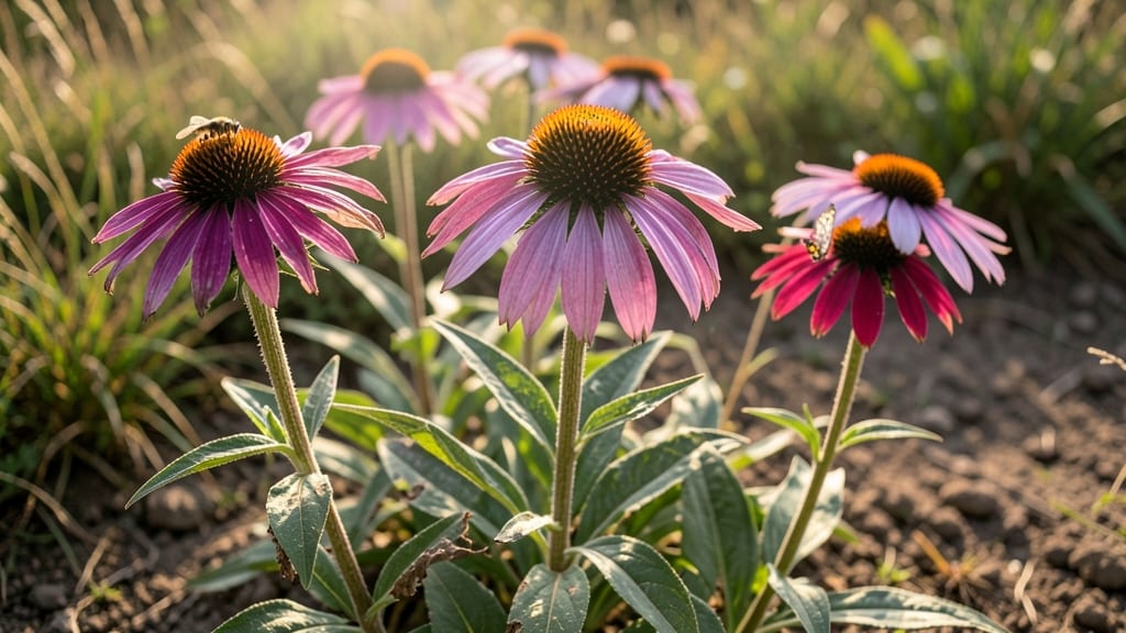 Coneflower with Purple and Yellow Blooms