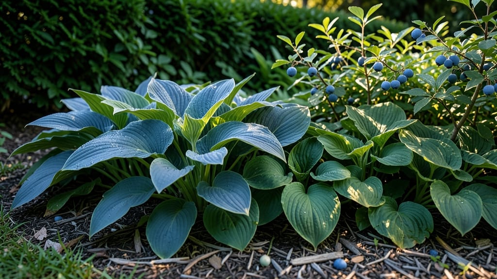 Four-Season Hosta and Blueberry Border
