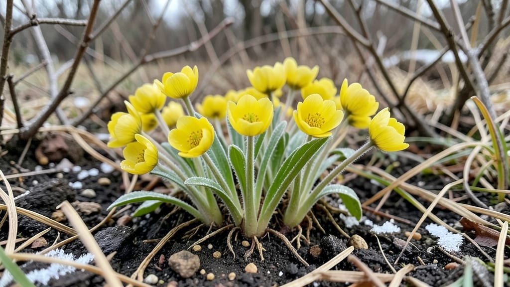 Winter Aconite Bright Yellow Blooms