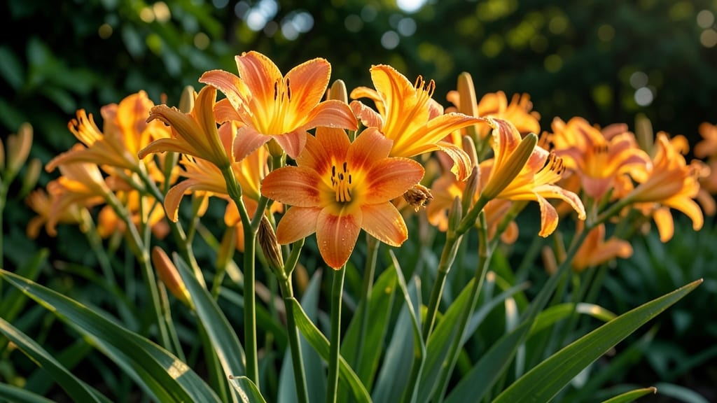 Daylily Hemerocallis: Orange-Yellow Petal Clusters
