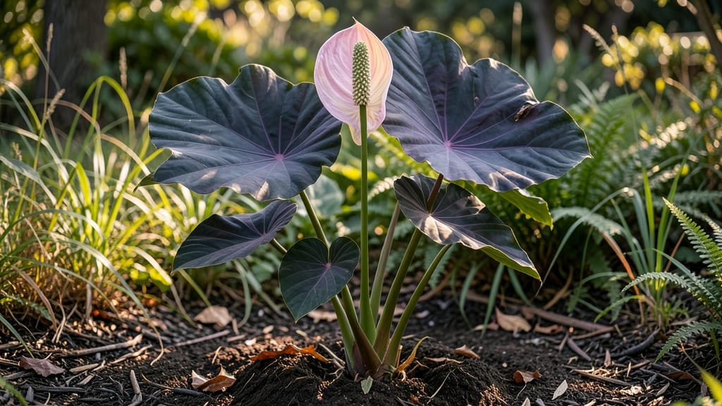 Elephant Ear Bloom Pictures: Heat-Triggered Purple Spikes That Return Yearly