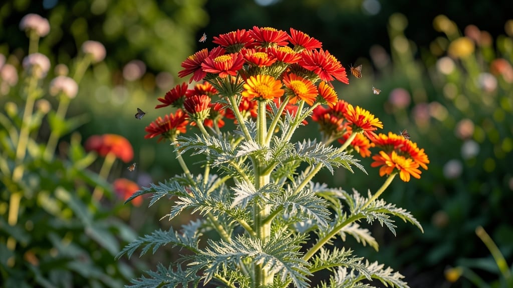 Yarrow with Fiery Red and Yellow Blooms