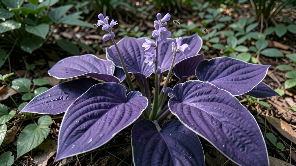 Hosta Purple Heart with Lavender Flowers