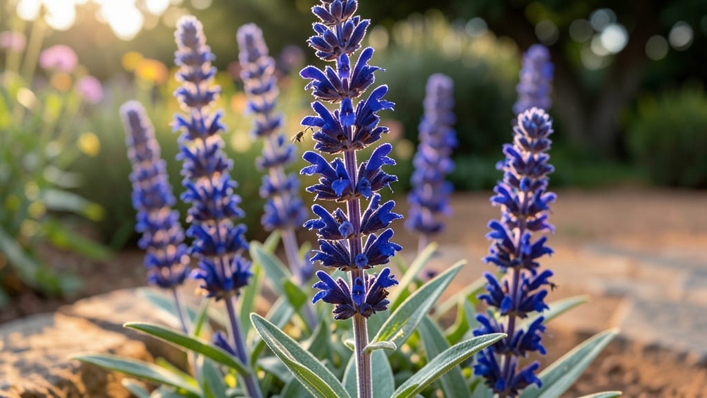 Salvia with Spiky Blue and Purple Stems