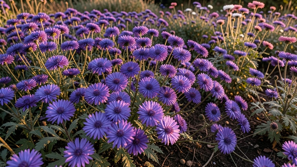 Asters' Purple-Carpeted Garden Magic