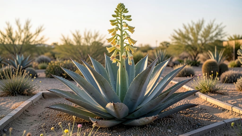 Agave Bloom Stalk: Heat-Triggered Purple Spikes After Frost