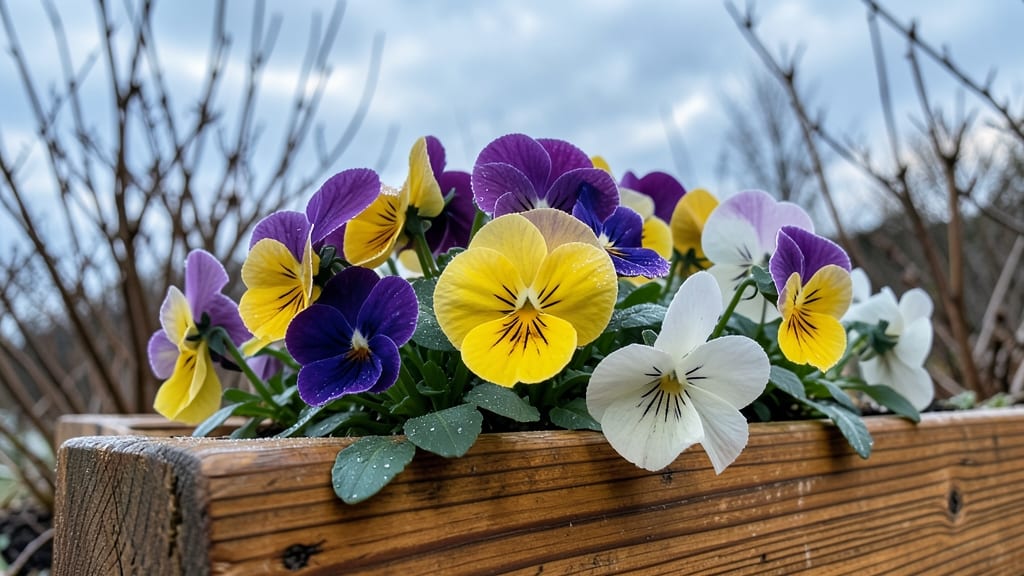 Pansies Resisting Frost's Bite