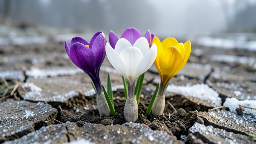 Crocus Purple and Gold Spring Forerunners