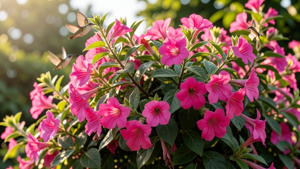 Weigela Florida with Pink Trumpet Flowers