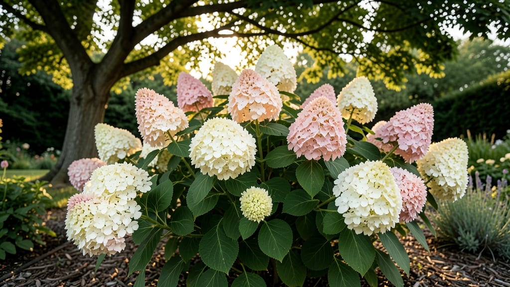 Hydrangea Panicle with White to Pink Blooms