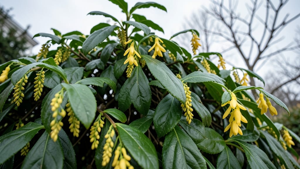 Mahonia Evergreen Shrub with Spiky Flowers