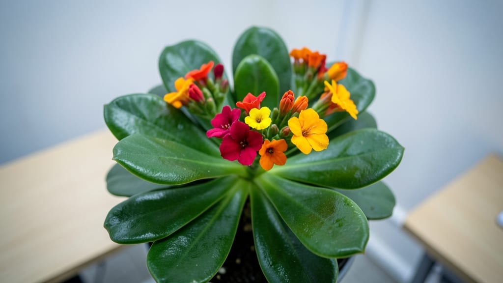 Kalanchoe Blooms Brightly Under Fluorescent Lights