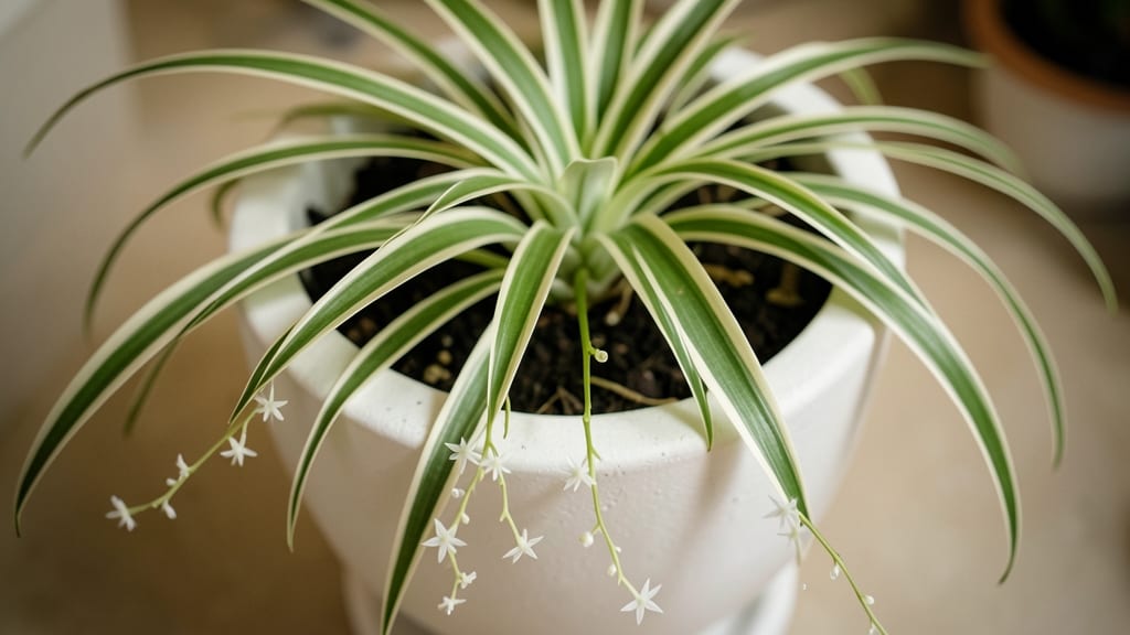 Spider Plant Pups with Tiny Flowers