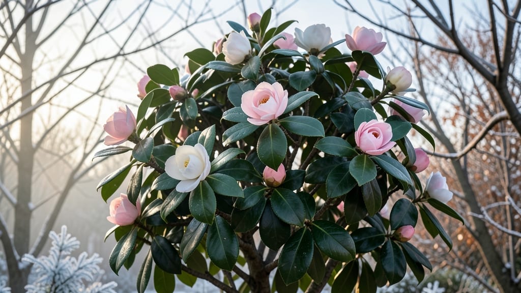 Christmas Camellia Rosy Winter Blooms