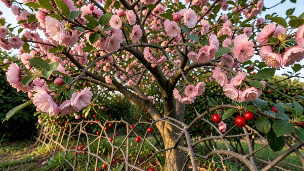 Pink Hawthorn Trees