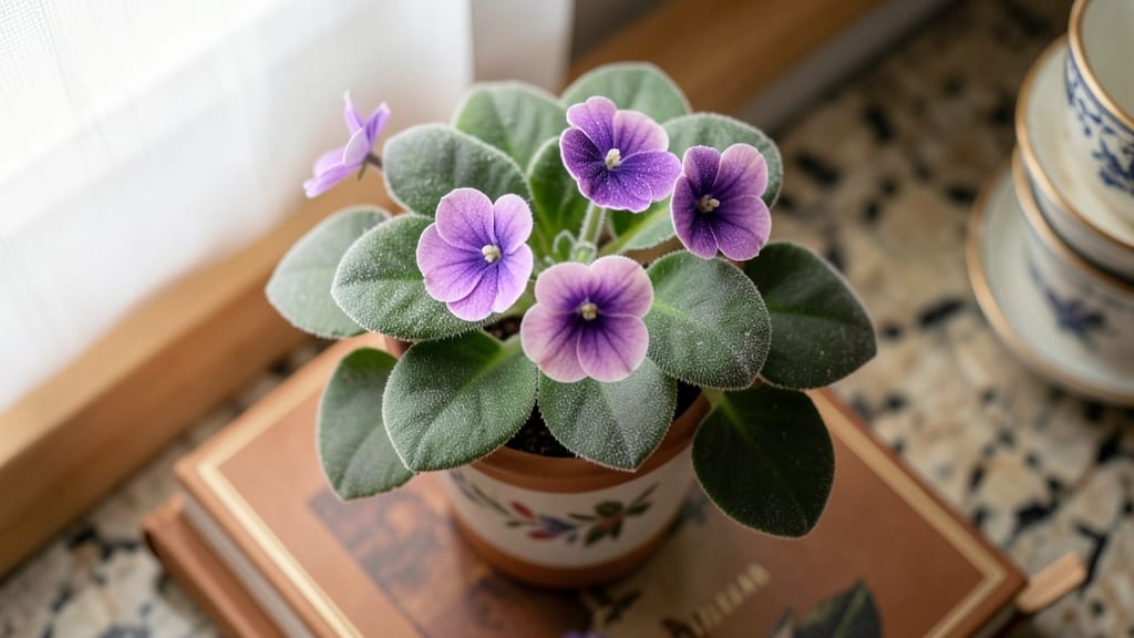African Violet Delivers Tiny Colorful Blossoms