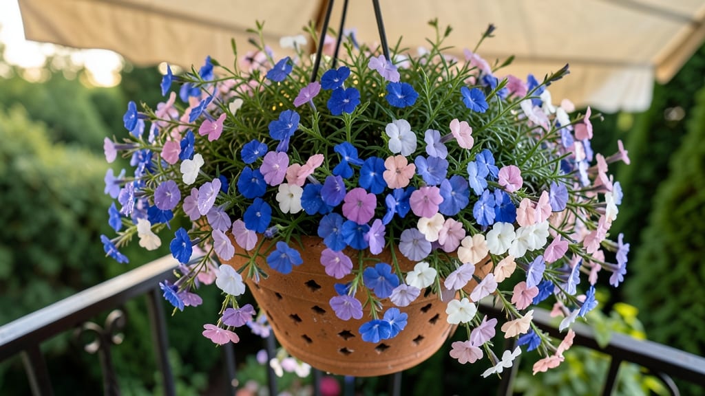 Lobelia Flowers in Shady Containers