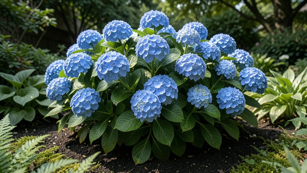 Hydrangea macrophylla 'Nikko Blue' for Deep Blue Blooms