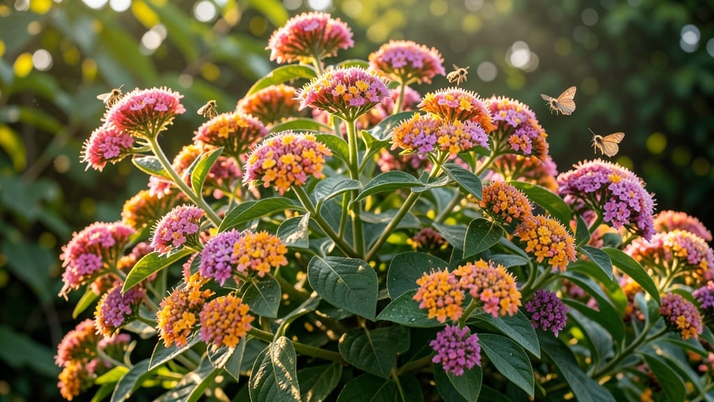 Lantana with Clustered Multicolored Flowers