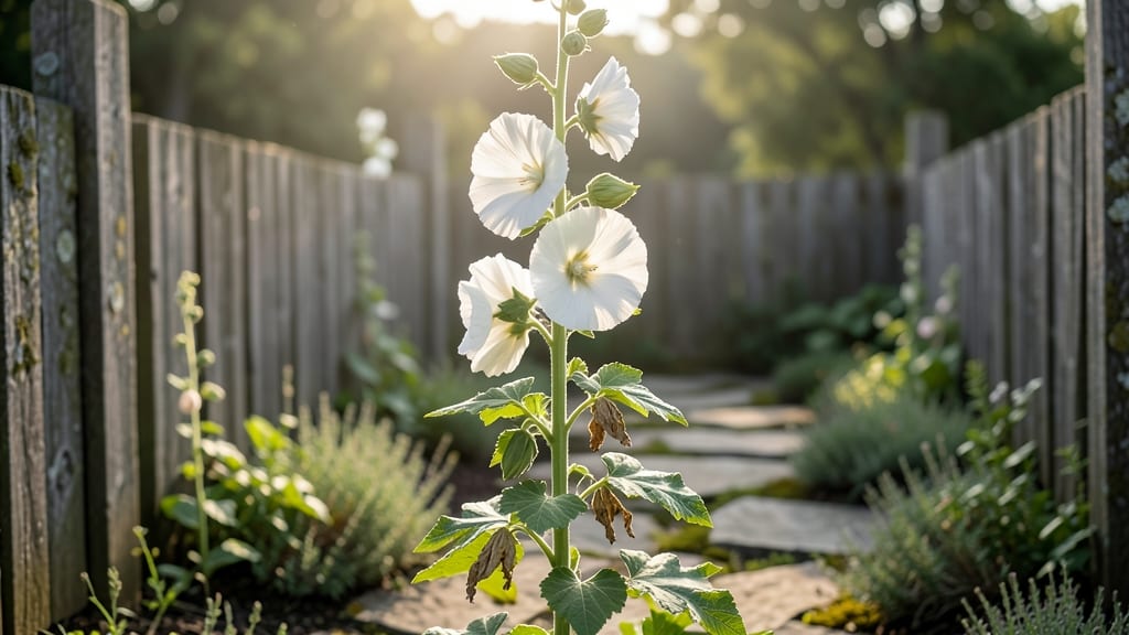 White Hollyhock: Old-Fashioned Garden Charm
