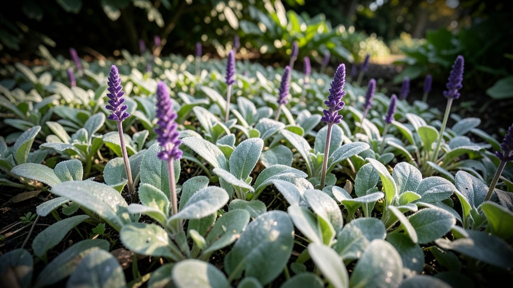 Ajuga Bugleweed: Purple Spikes with Silver Leaves
