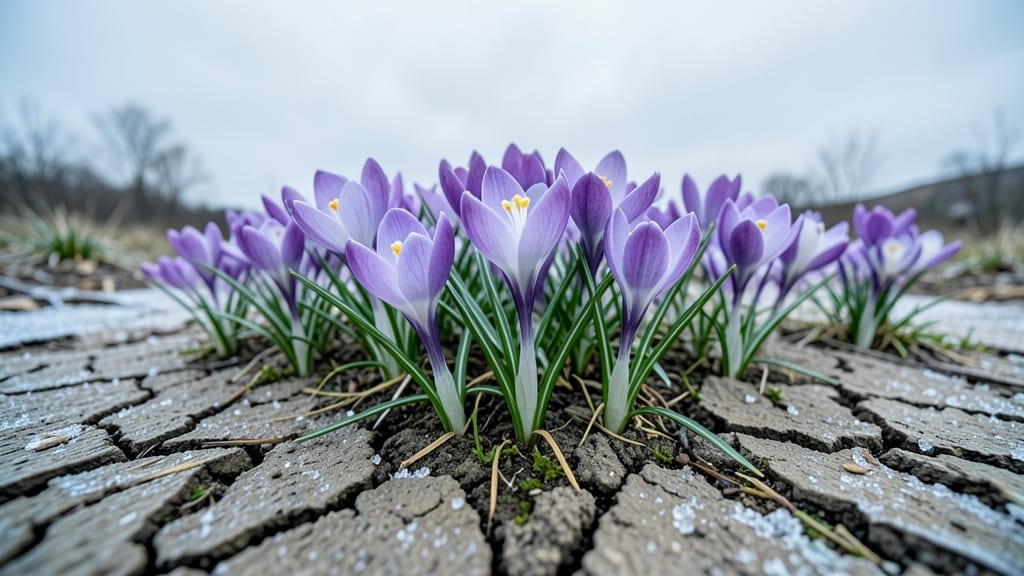 Crocus Purple and White Clusters